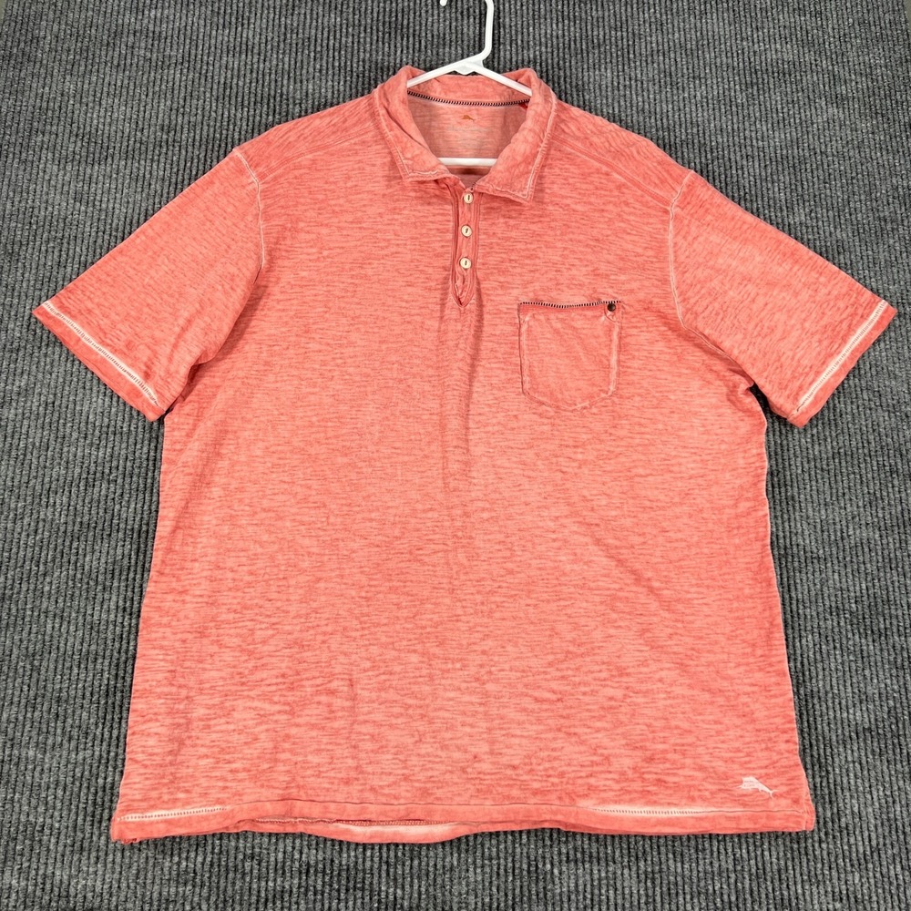 Tommy Bahama Polo Shirt Mens XL Extra Large Red Short Sleeve Casual Comfort